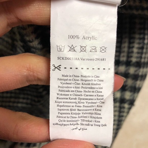 Calliope Plaid Houndstooth Plaid Print Fringe Two Toned Scarf Reversible C - Picture 3 of 8